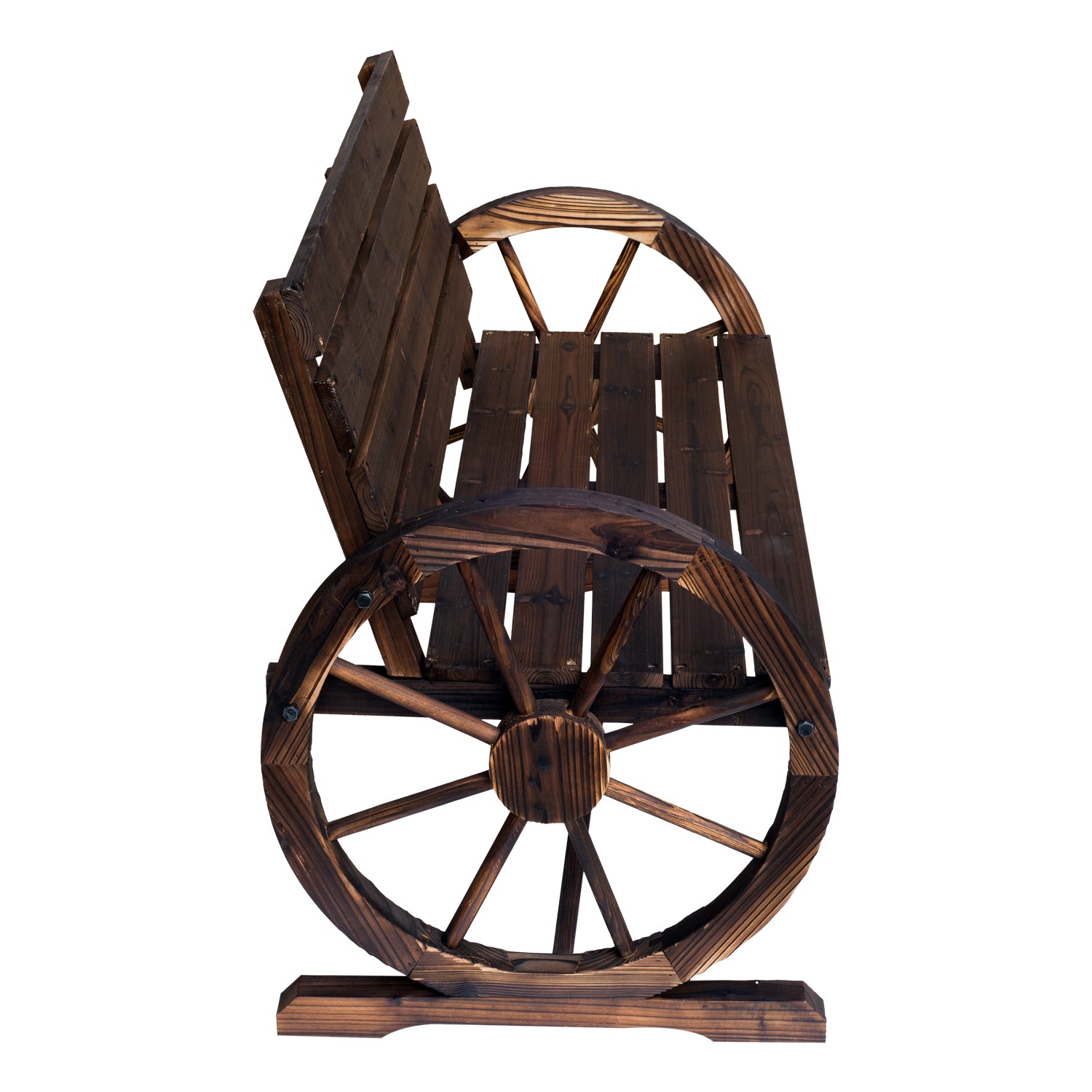 42" Wood Wagon Wheel Bench Garden Love-seat Rustic Seat Relaxing Lounge Chair Outdoor Decorative Seat Park Decor