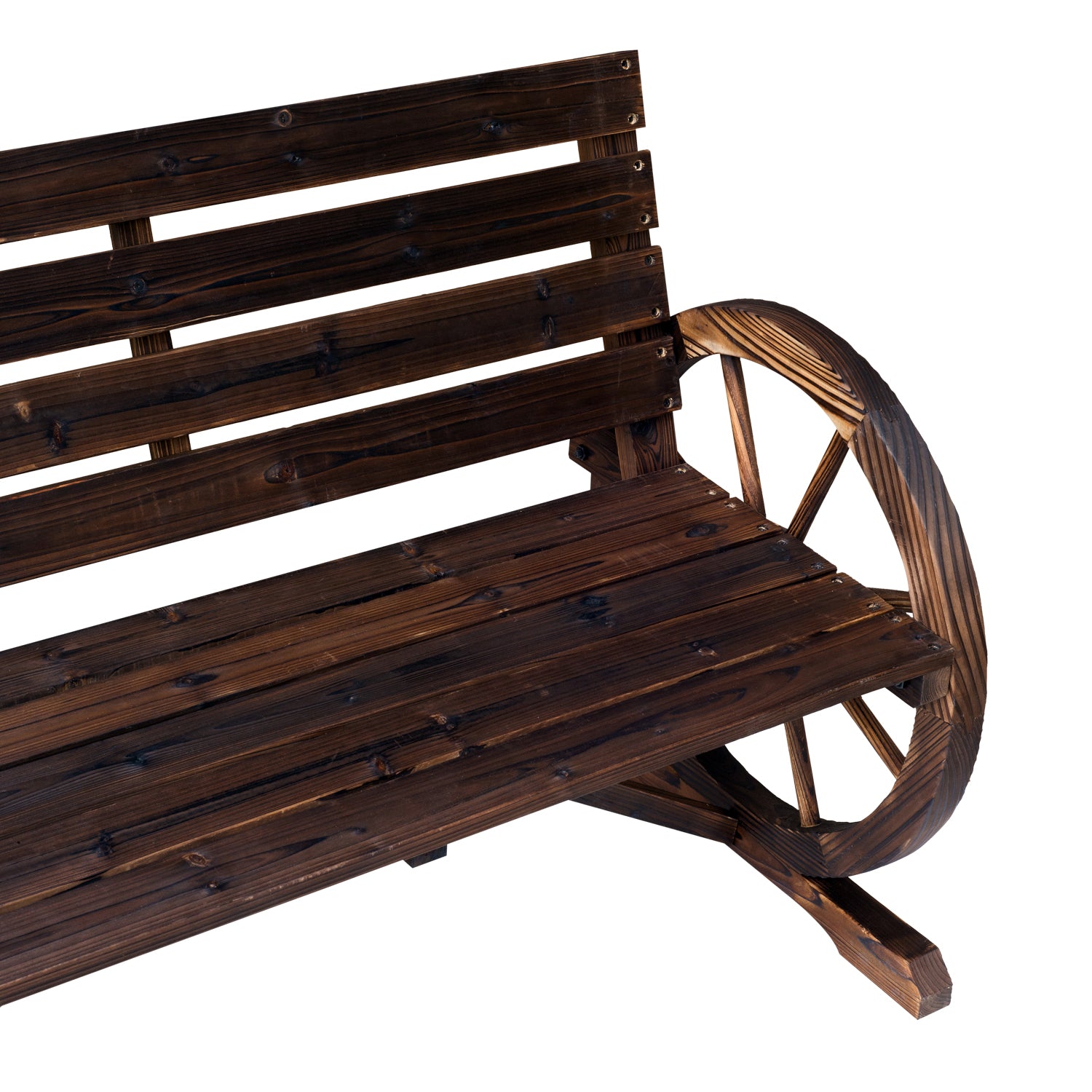 42" Wood Wagon Wheel Bench Garden Love-seat Rustic Seat Relaxing Lounge Chair Outdoor Decorative Seat Park Decor