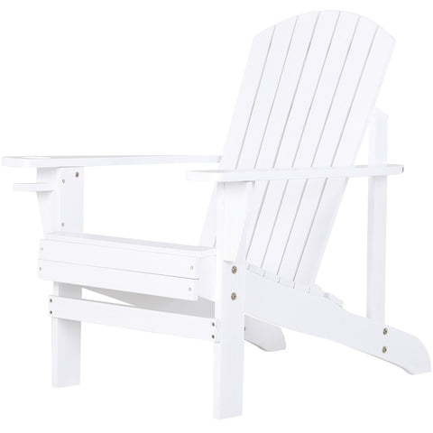 Image of Wooden Lounge Patio Chair Lounge Deck Reclined Outdoor Adirondack White