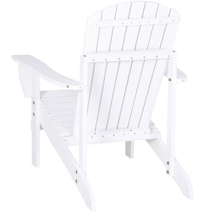 Wooden Lounge Patio Chair Lounge Deck Reclined Outdoor Adirondack White