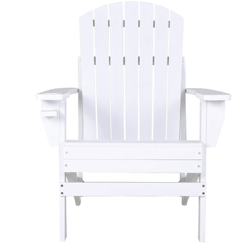 Image of Wooden Lounge Patio Chair Lounge Deck Reclined Outdoor Adirondack White