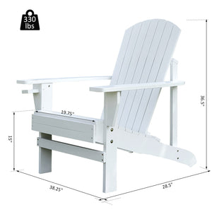 Wooden Lounge Patio Chair Lounge Deck Reclined Outdoor Adirondack White