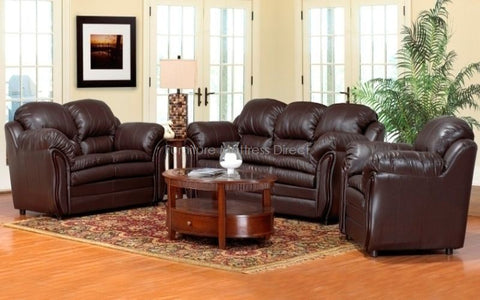 FurnitureMattressDirect- 3-Piece Sofa Set - Bonded Leather (Chocolate)