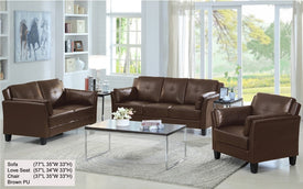 FurnitureMattressDirect- 3-Piece Sofa Set - (Brown) Sleek Design