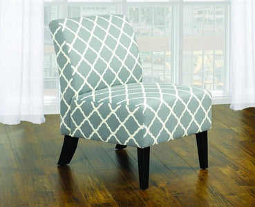 FurnitureMattressDirect- Accent Chair Quatrefoil Design Fabric with Wooden Legs - Grey | Green A-AC101