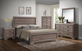 FurnitureMattressDirect- BEDROOM SET WITH DEEP LINES ACCENTED 8 PC - BROWN PAPER & BLACK