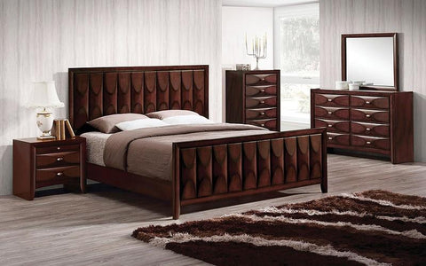 FurnitureMattressDirect- Bedroom Set with Vertical Convex Design 8 pc - Antique Oak LK-BR18