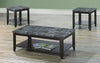 FurnitureMattressDirect- COFFEE TABLE SET WITH MABLE TOP - 3 PC - ESPRESSO  GREY AA
