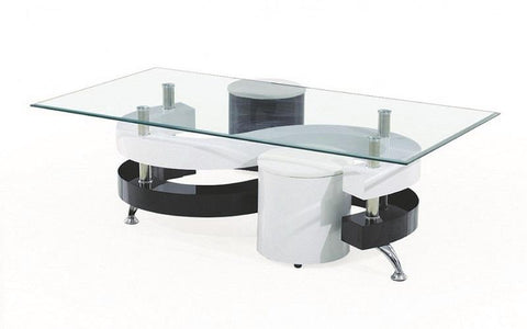 FurnitureMattressDirect- COFFEE TABLE WITH 2 STOOLS - BLACK  WHITE