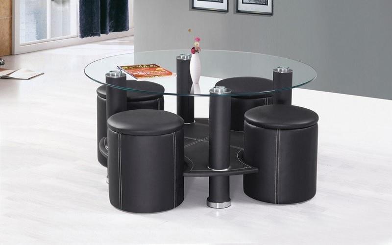 Coffee Table With Stools Black or Brown - Main Image
