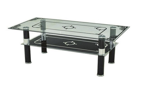 FurnitureMattressDirect- COFFEE TABLE WITH GLASS TOP - BLACK