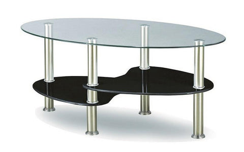 Image of FurnitureMattressDirect- COFFEE TABLE WITH GLASS TOP - CHROME  WHITE  BLACK