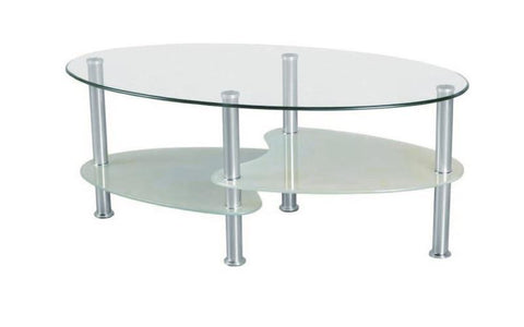 FurnitureMattressDirect- COFFEE TABLE WITH GLASS TOP - CHROME  WHITE  BLACK