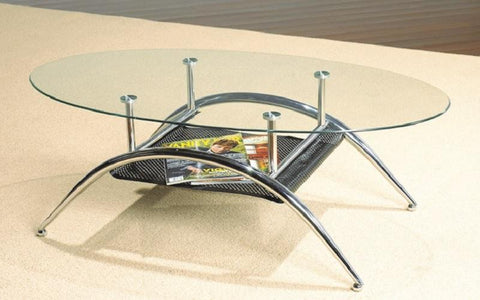 FurnitureMattressDirect- COFFEE TABLE WITH GLASS TOP - CHROME