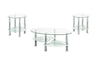 FurnitureMattressDirect- Coffee Table Set with Glass Top - 3 pc - Chrome  White