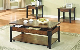 FurnitureMattressDirect- Coffee Table Set with Lift Top & Drawer - 3 pc - Black Walnut