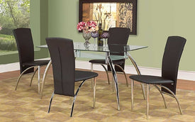 FurnitureMattressDirect- Glass Top Kitchen Set - 5 pc (Black & Chrome)