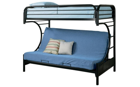 Image of FurnitureMattressDirect- Metal Futon Bunk Bed - Twin (Black)