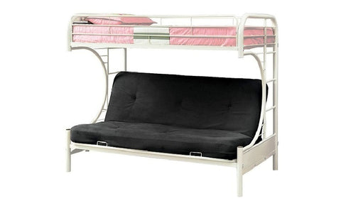 Image of FurnitureMattressDirect - Futon Bunk Bed - Twin over Double with Metal - Black | White | Grey A23