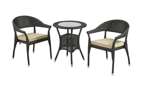 FurnitureMattressDirect- Outdoor Bistro Set with Centre Table (Natural & Beige)