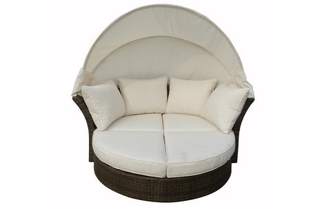 FurnitureMattressDirect- Outdoor Day Bed with Cushios (Beige & Espresso)1
