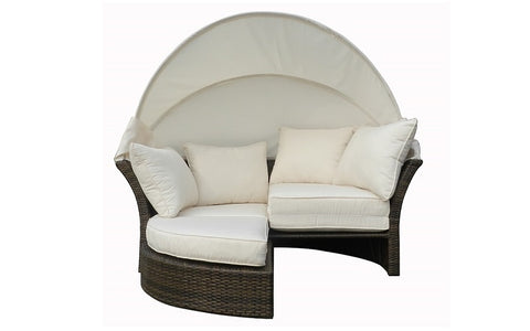 Image of FurnitureMattressDirect- Outdoor Day Bed with Cushios (Beige & Espresso)1