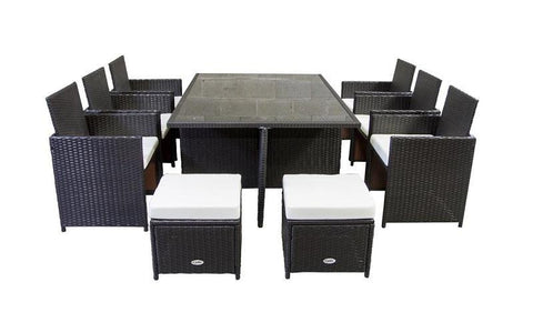 FurnitureMattressDirect- Outdoor Dining Set - 11 pc (Dark Brown & White)01