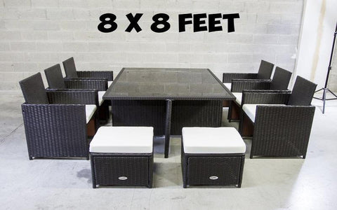 Image of FurnitureMattressDirect- Outdoor Dining Set - 11 pc (Dark Brown & White)01