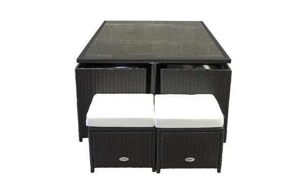 FurnitureMattressDirect- Outdoor Dining Set - 11 pc (Dark Brown & White)01