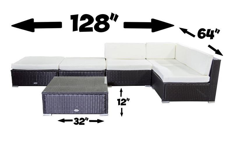 FurnitureMattressDirect- Outdoor Sectional Set - 6 pc (Dark Brown & White)01