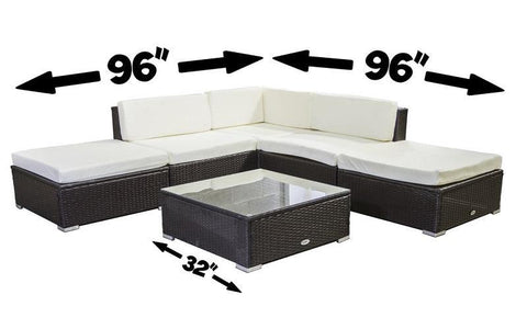 FurnitureMattressDirect- Outdoor Sectional Set - 6 pc (Dark Brown & White)01