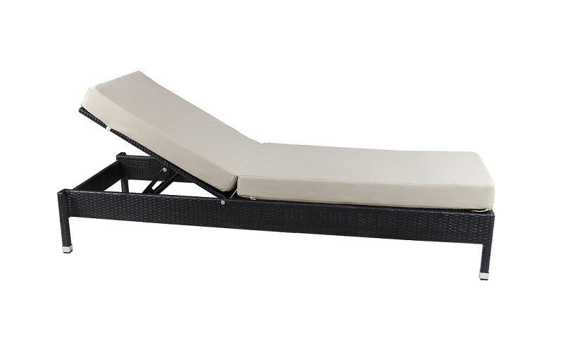 FurnitureMattressDirect- Outdoor Sunshine Lounger (Beige & Espresso)