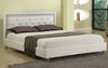 FurnitureMattressDirect- PLATFORM BED BONDED LEATHER WITH JEWELS - WHITE CC