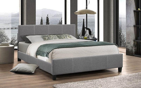 FurnitureMattressDirect- PLATFORM BED LINEN STYLE FABRIC WITH ADJUSTABLE HEIGHT - GREY