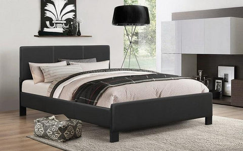 FurnitureMattressDirect- PLATFORM BED WITH BONDED LEATHER - BLACK BB