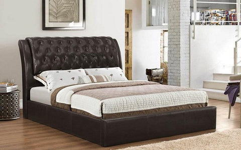FurnitureMattressDirect- PLATFORM BED WITH BONDED LEATHER - ESPRESSO AA