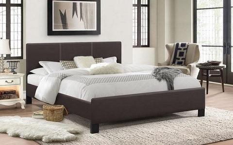 FurnitureMattressDirect- PLATFORM BED WITH BONDED LEATHER - ESPRESSO BB
