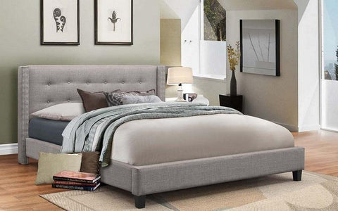 FurnitureMattressDirect- PLATFORM BED WITH BUTTON-TUFTED FABRIC