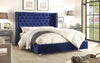 FurnitureMattressDirect- PLATFORM BED WITH VELVET FABRIC - BLUE AA
