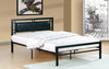 FurnitureMattressDirect- PLATFORM METAL BED WITH LEATHER - BLACK AA