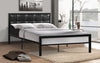 FurnitureMattressDirect- Platform Metal Bed with Leather - Black A99