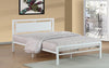 FurnitureMattressDirect- PLATFORM METAL BED WITH LEATHER - WHITE AA