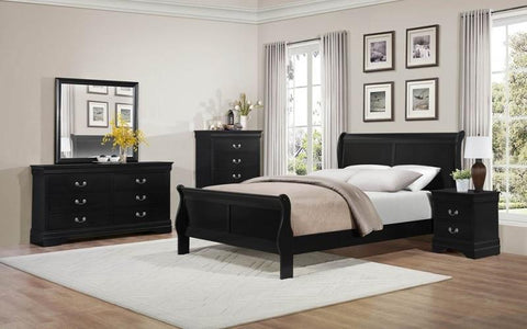 FurnitureMattressDirect- SLEIGH BEDROOM SET 8 PC - BLACK
