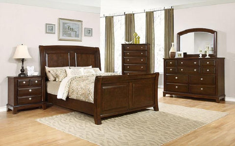 FurnitureMattressDirect- Sleigh Bedroom Set 8 pc - Deep Cherry LK-BR19