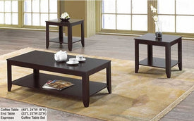 FurnitureMattressDirect- COFFEE TABLE SET WITH SHELF - 3 PC - ESPRESSO- A-CT103