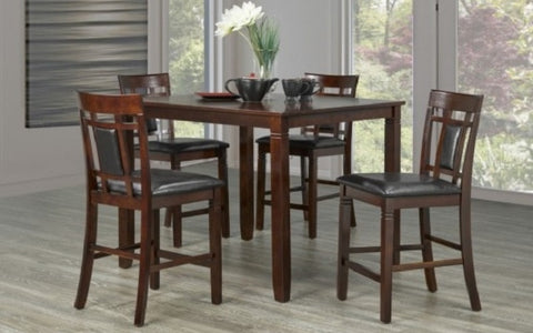 FurnitureMattressDirect- Solid Wood Pub Set with 4 chairs (Espresso)
