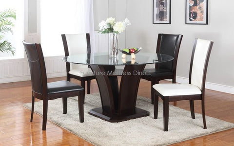 FurnitureMattressDirect- Solid Wood and Glass Top Kitchen Set