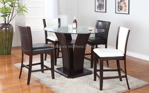 FurnitureMattressDirect- Solid wood and Glass Top Pub set with 4 Chairs BR-PS100