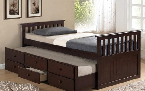 Image of FurnitureMattressDirect- Trundle Bed with Drawers - Espresso01