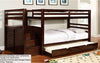FurnitureMattressDirect- Twin Twin Bunk Bed with Staircase, Trundle and Drawers (Espresso)